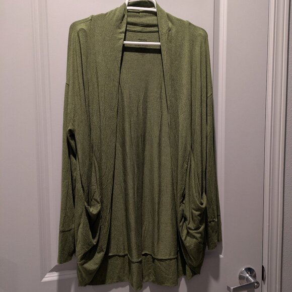 MeUndies Modal Cocoon Cardigan, Heather Olive - Picture 1 of 5